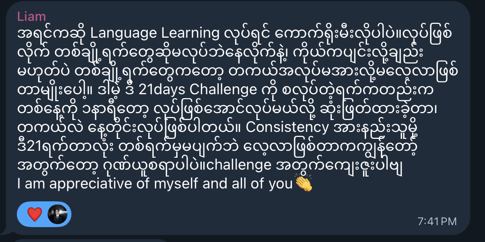 Original participant feedback 5 in Myanmar language