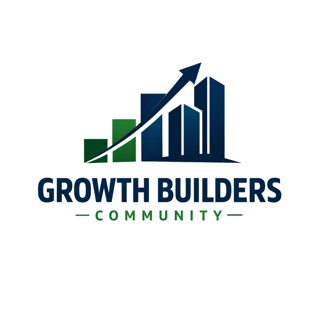 Growth Builders Community logo with an upward arrow and rising bars
