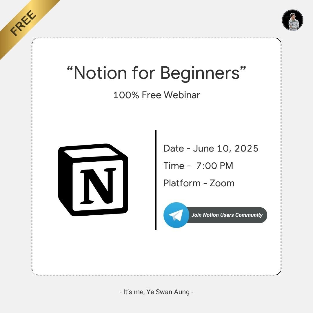 Notion for Beginners webinar poster